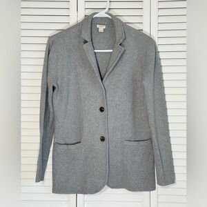 J. Crew Factory Women's Knit Sweater Blazer Size S Gray Preppy Career Schoolboy